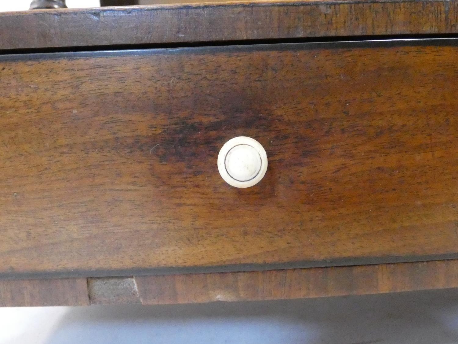 A Georgian mahogany swing toilet mirror fitted with original plate on bowfronted base with two - Image 7 of 10