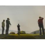 Robert Littleford (B.1945), a framed and glazed waterolour, four golfers on the tee, signed. H.54