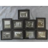A collection of nine framed and glazed WW1 black and white photos. Depicting various wartime