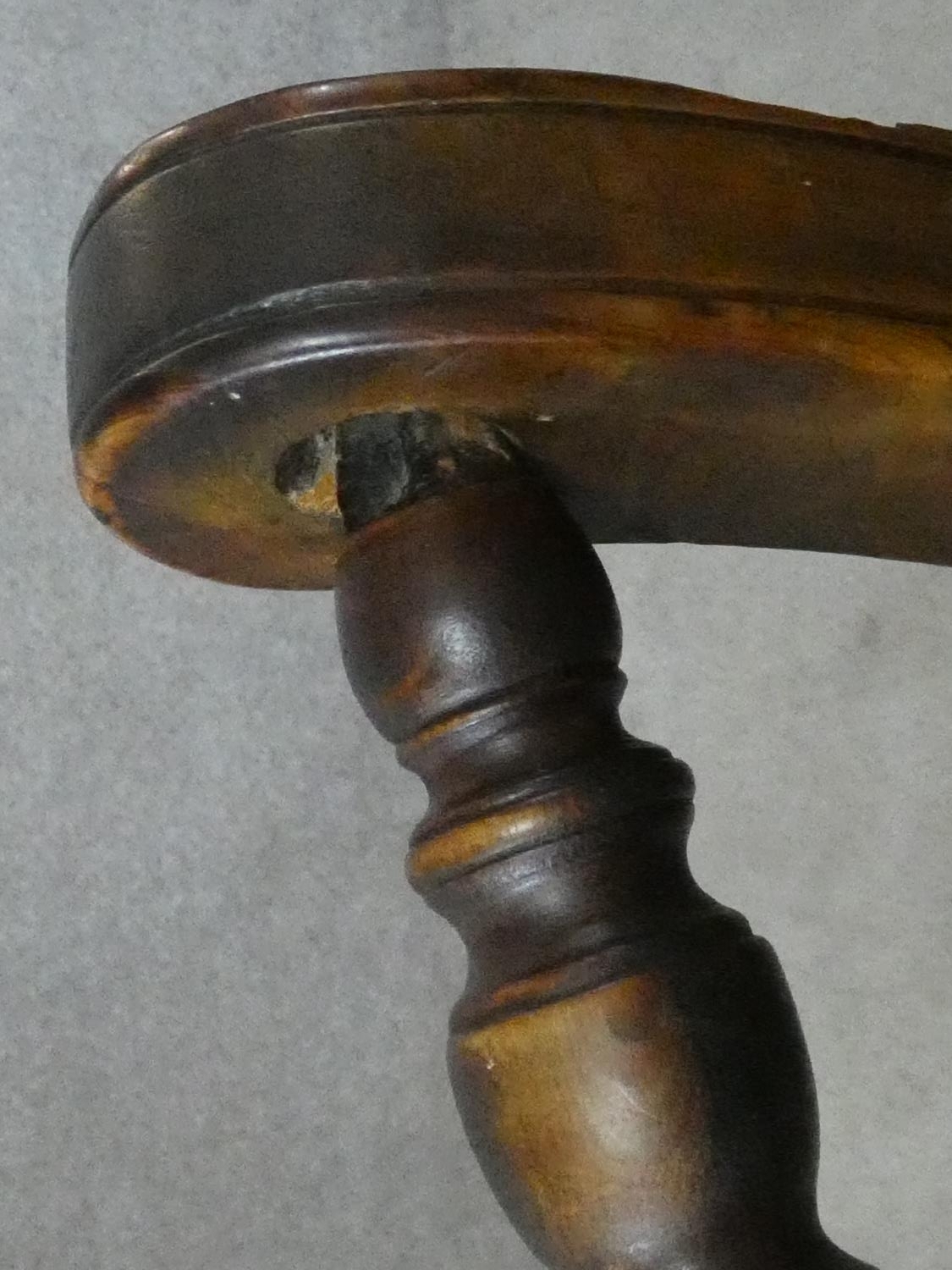 A 19th century beech framed armchair with moulded elm seat on turned stretchered supports. H.87cm - Image 7 of 8