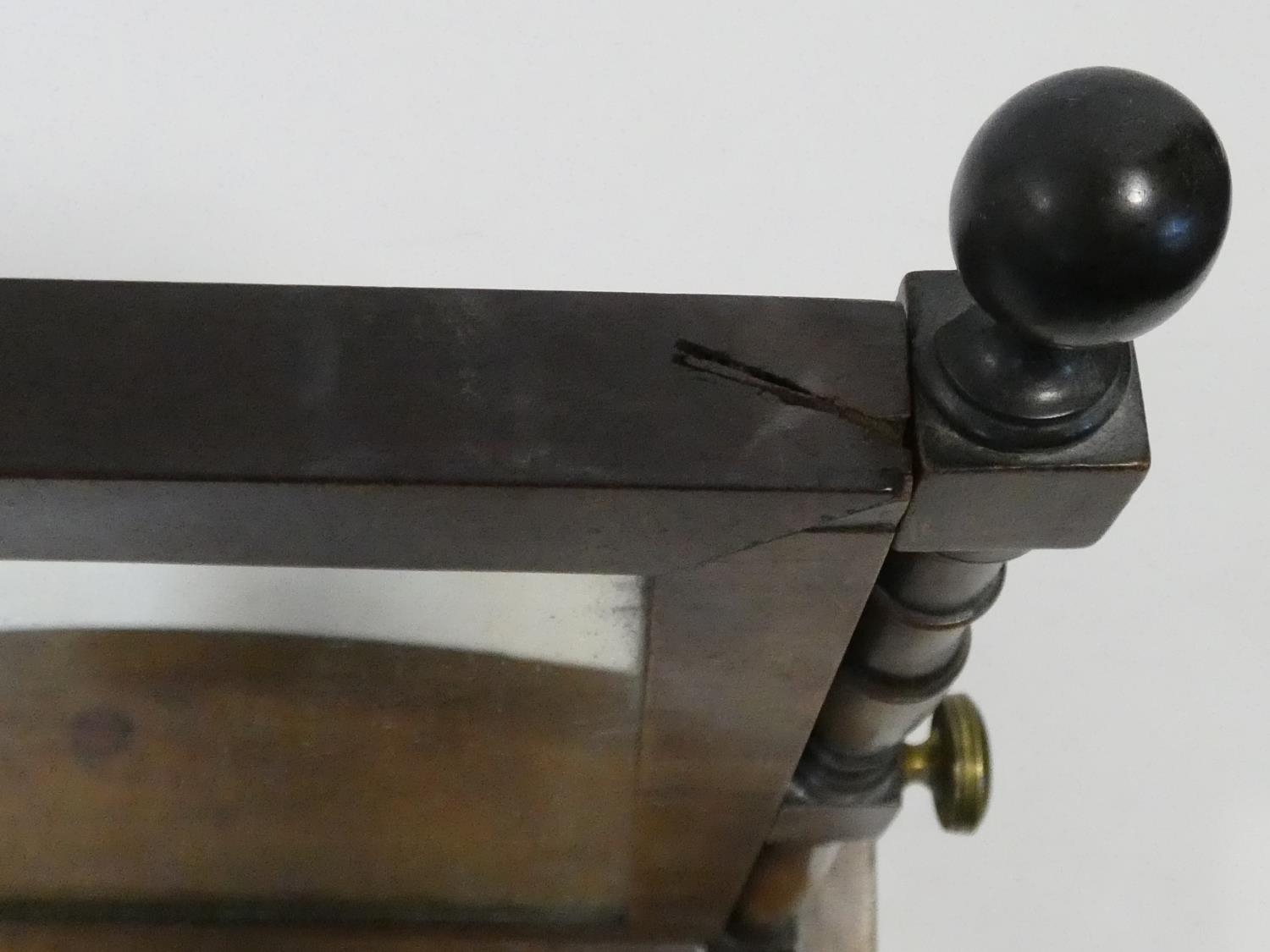 A Georgian mahogany swing toilet mirror fitted with original plate on bowfronted base with two - Image 9 of 10