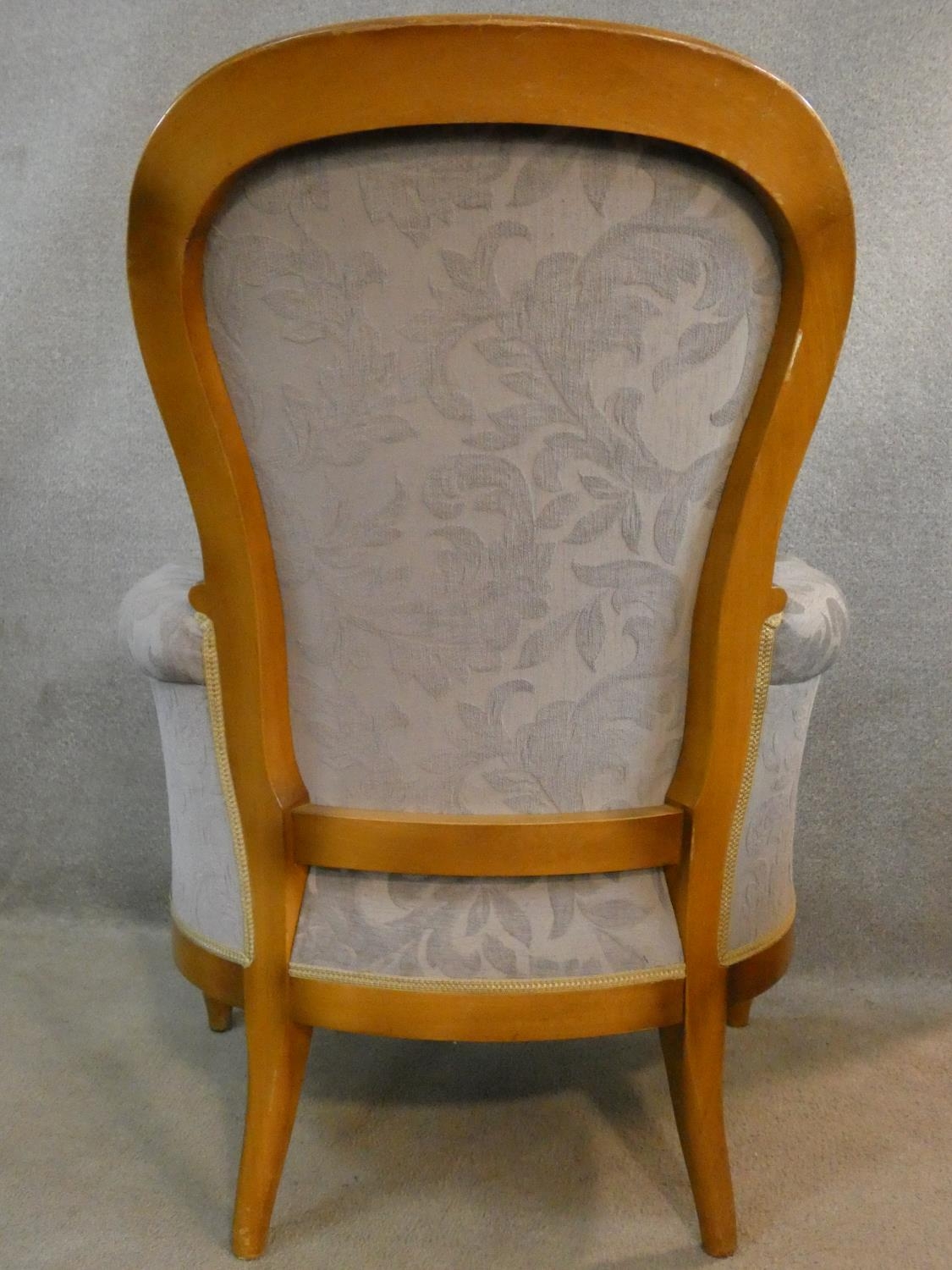 A pair of 19th century style beech framed armchairs in cut floral velour upholstery on carved - Image 6 of 6