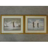 Alan Whitehead (B.1952), a pair of framed and glazed watercolours, sailing ships, signed. H.39 W.