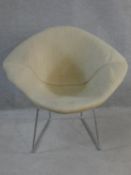 Harry Bertoia, a mid century vintage diamond chair with chrome mesh frame in original upholstery.