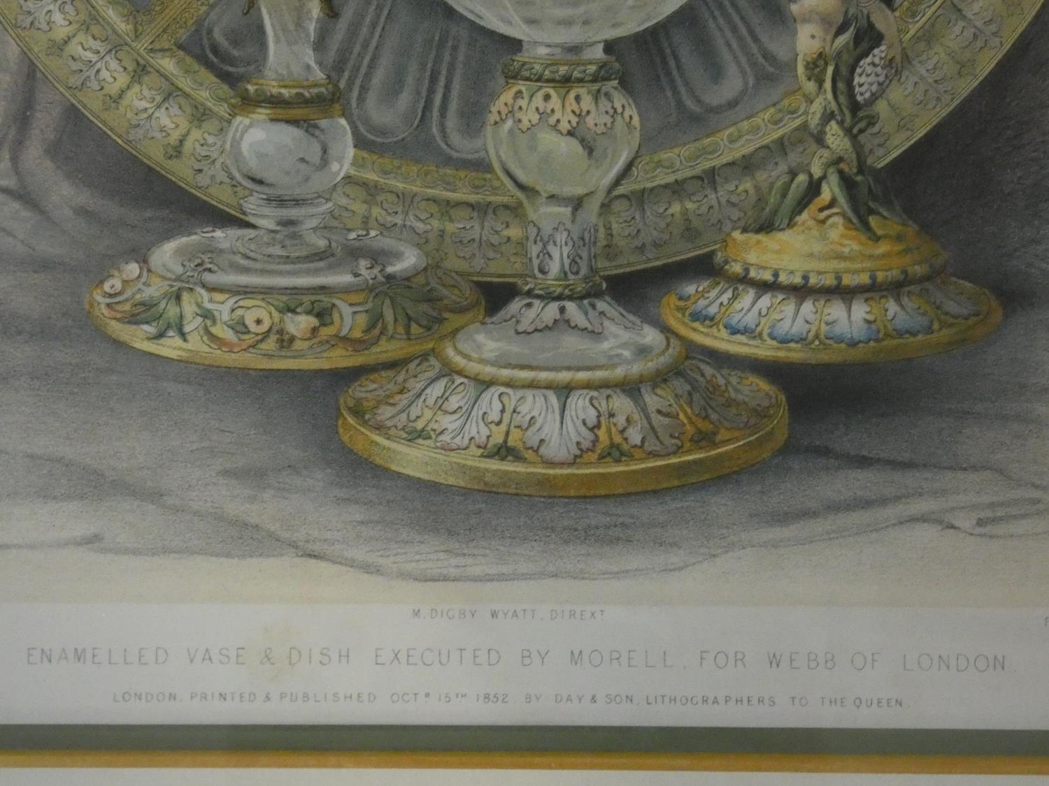 Three 19th century framed and glazed hand coloured plates of various pieces from Watherston & - Image 5 of 7