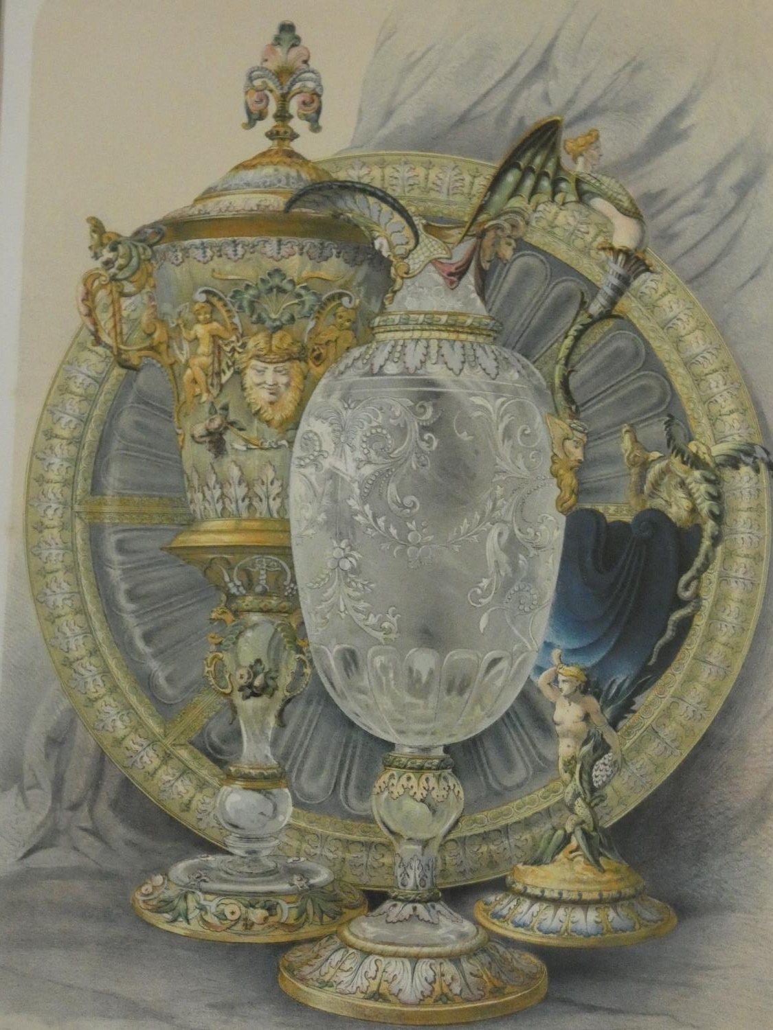 Three 19th century framed and glazed hand coloured plates of various pieces from Watherston & - Image 4 of 7