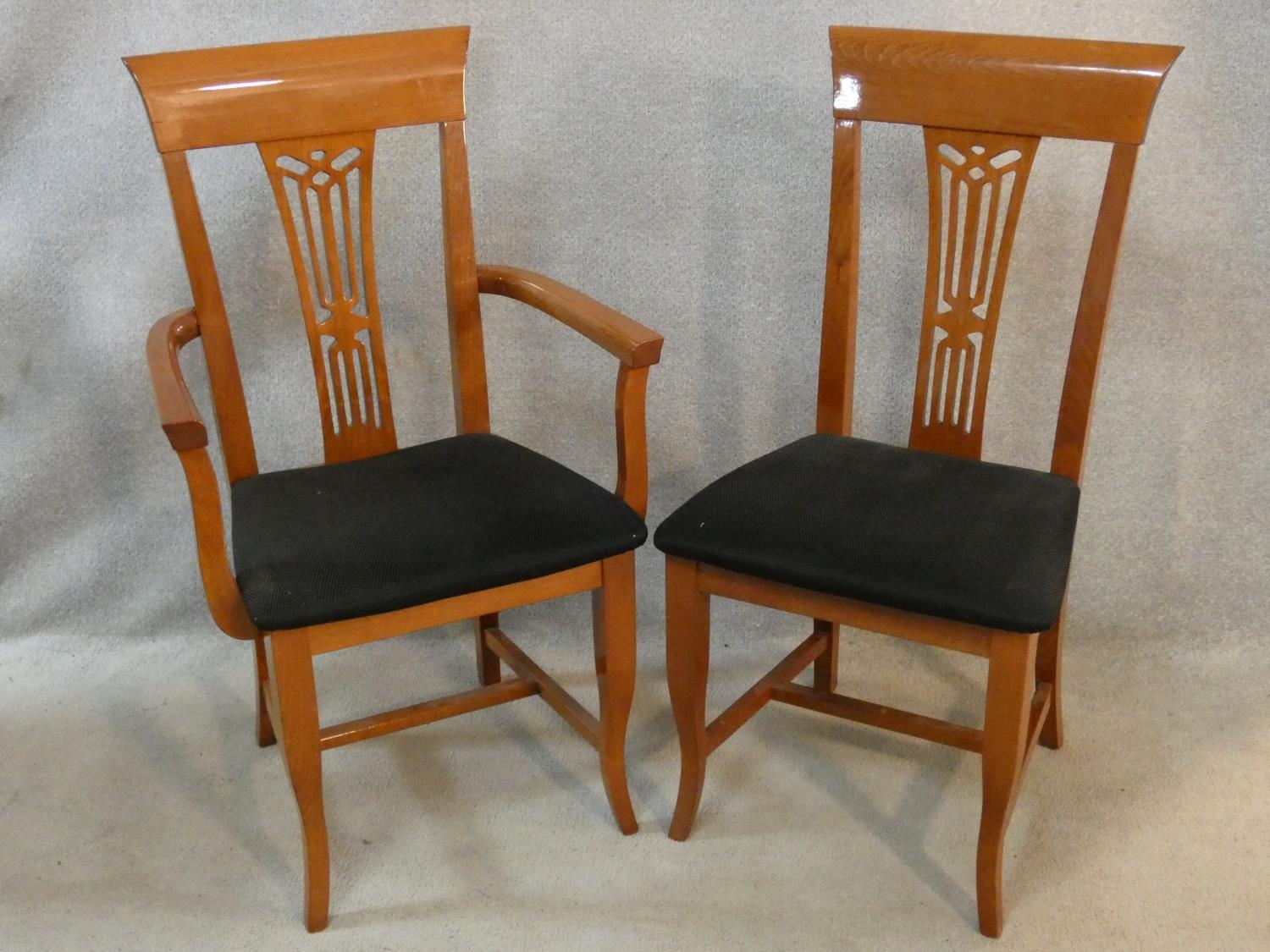 A set of six contemporary Italian cherrywood dining chairs by Pietro Constantini to include two - Image 2 of 6