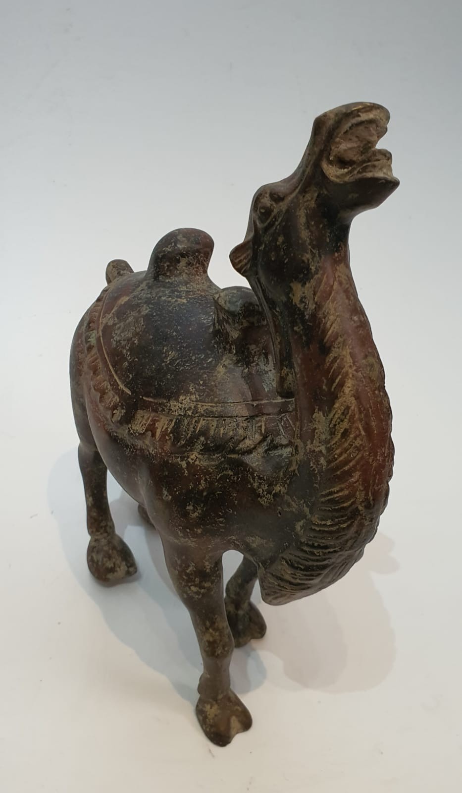 A Chinese Tang style ceramic glazed camel with head raised. H.28xW.30cm - Image 2 of 3