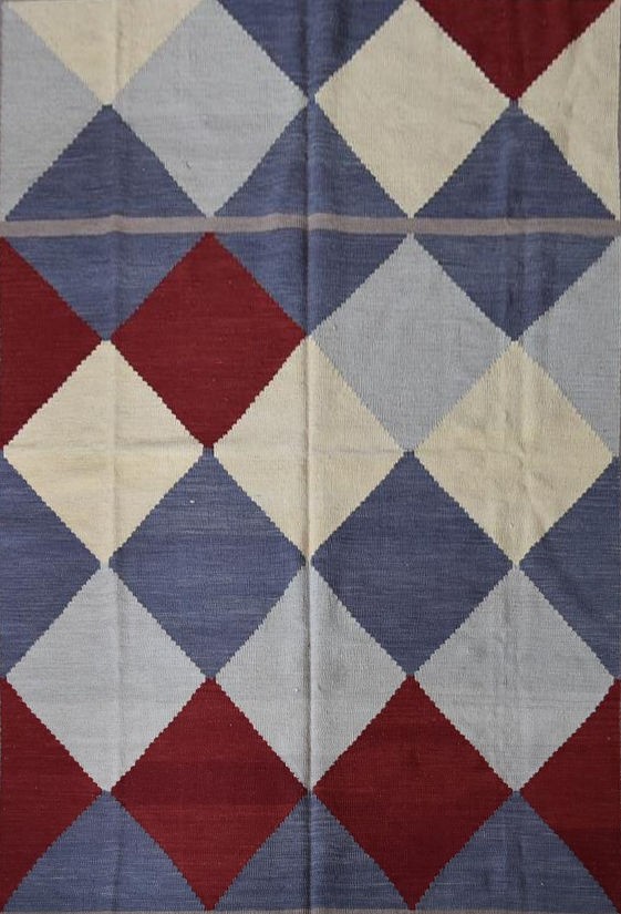 A Kilim with all over diamond design within a cube and banded border. L.239xW.179cm - Image 2 of 4