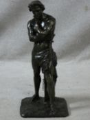 A bronze figure of Spartacus after Denis Foyatier (1793-1863), with chain and sword. Signed Jean-