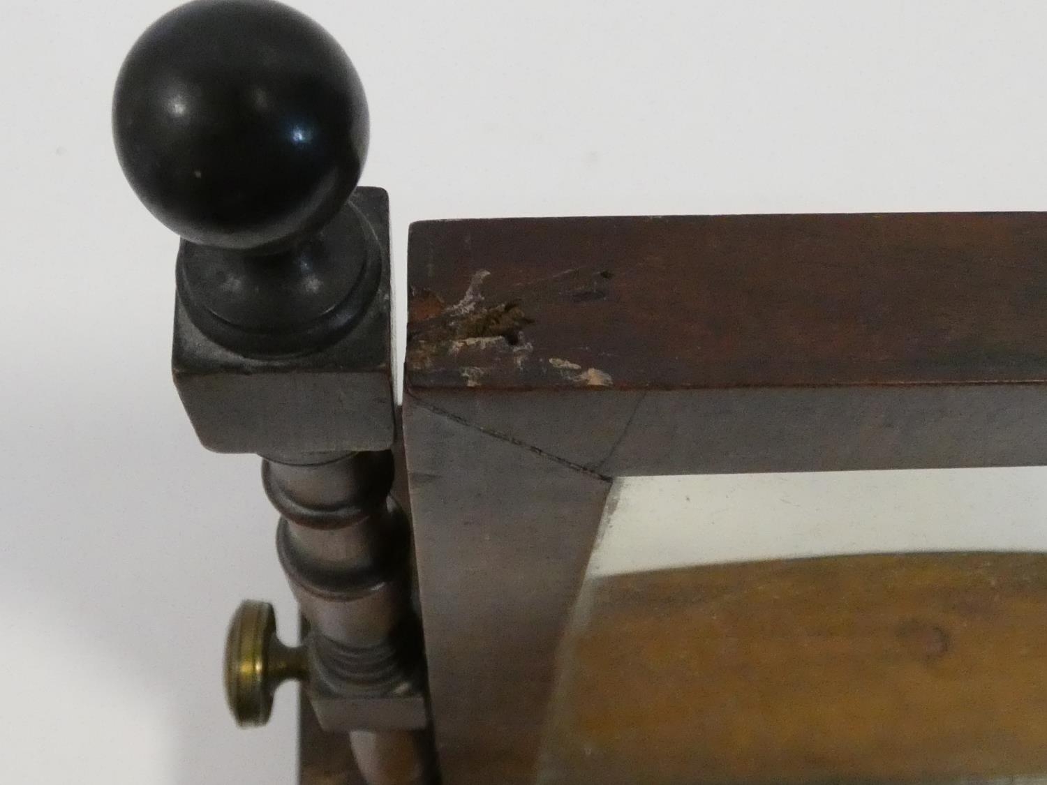 A Georgian mahogany swing toilet mirror fitted with original plate on bowfronted base with two - Image 8 of 10