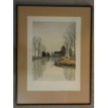 Barbara Munn, a framed and glazed limited edition etching, Watermill, signed and numbered 46/200.