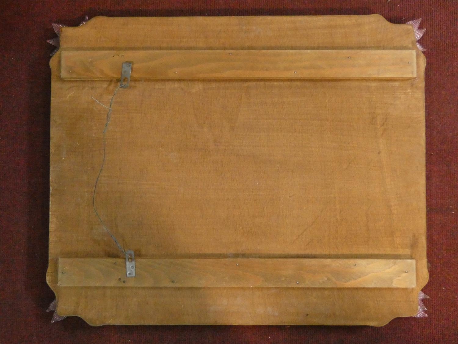 A Murano glass wall mirror with polychrome floral decoration and etched panels. H.70 W.87cm - Image 4 of 5