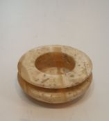 A Bactrian carved alabaster pot, possibly Egyptian. H.15xW.7cm