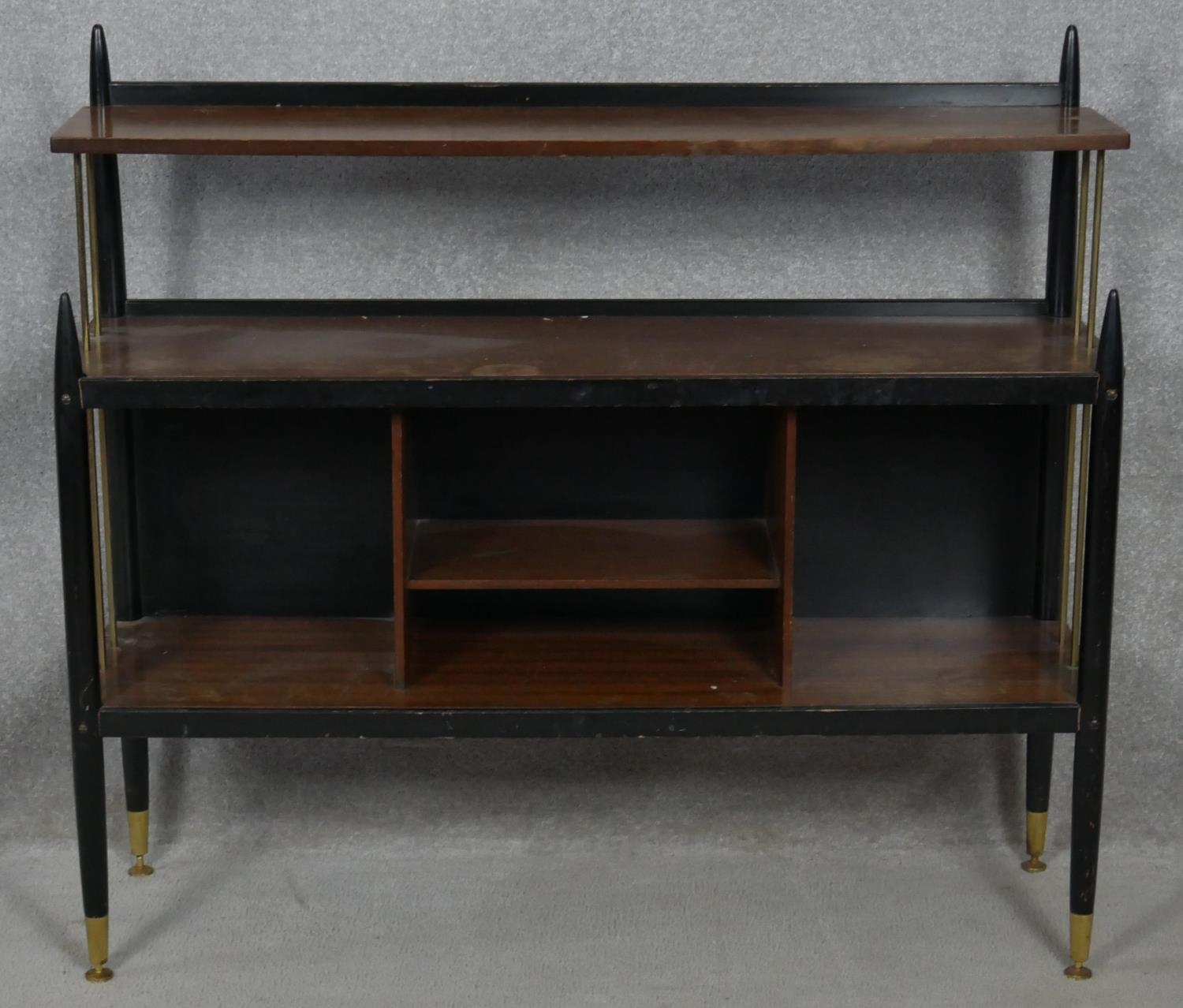 A mid century vintage ebonised and teak G-Plan Librenza buffet table. H.96 W.105.5 D.31cm