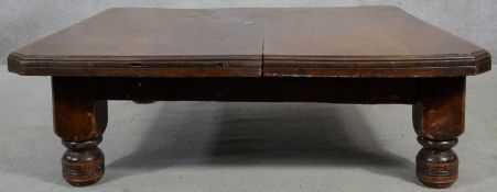 A late 19th century mahogany coffee table. (reduced dining table). H.32 W.102 D.102cm