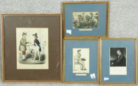 A collection of antique hand coloured engravings. Two prints of watercolours by George Lockhart, a