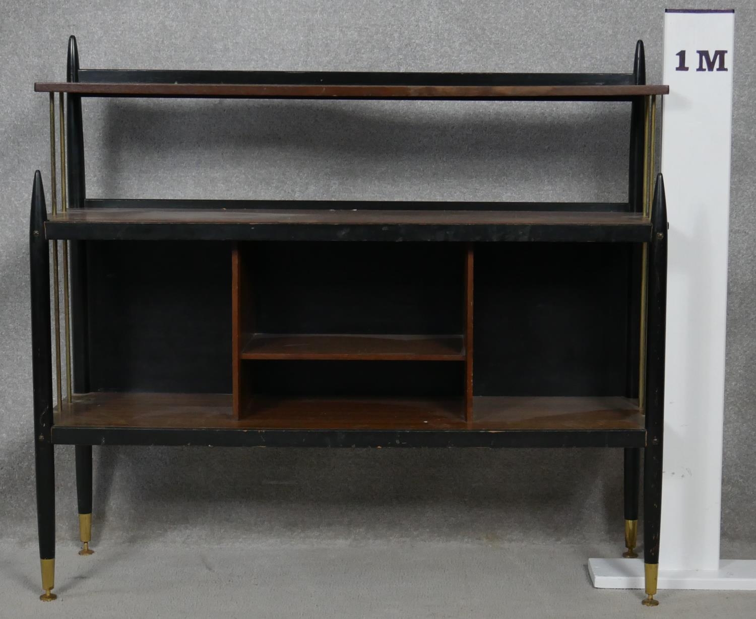 A mid century vintage ebonised and teak G-Plan Librenza buffet table. H.96 W.105.5 D.31cm - Image 4 of 4