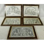 A set of five 18th century engravings of Raphael frescoes, from Vatican Stanze. H.63 W.80cm