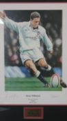 A framed and glazed signed limited edition print 'Johnny Wilkinson Lionheart' by Robert J Highton,
