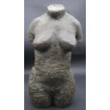 An imitation bronze fibreglass sculpture of a female torso. H.54cm