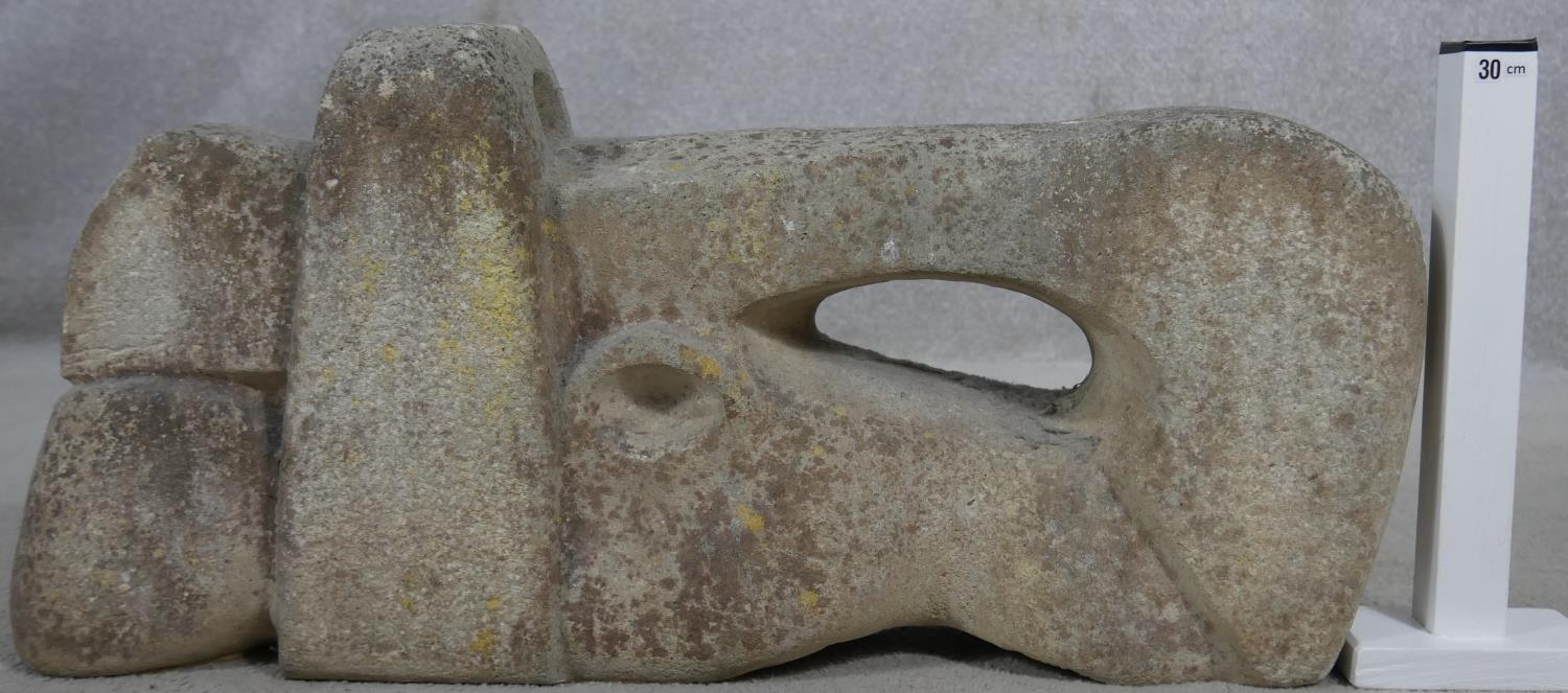A craved hardstone sculpture of abstract form. H.32 W.70 D.15cm - Image 4 of 4