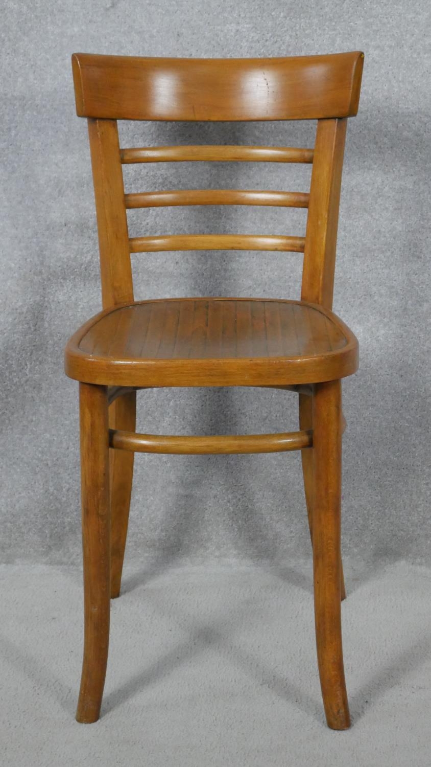 A set of four mid century beech bentwood cafe style chairs. H.78cm - Image 2 of 4