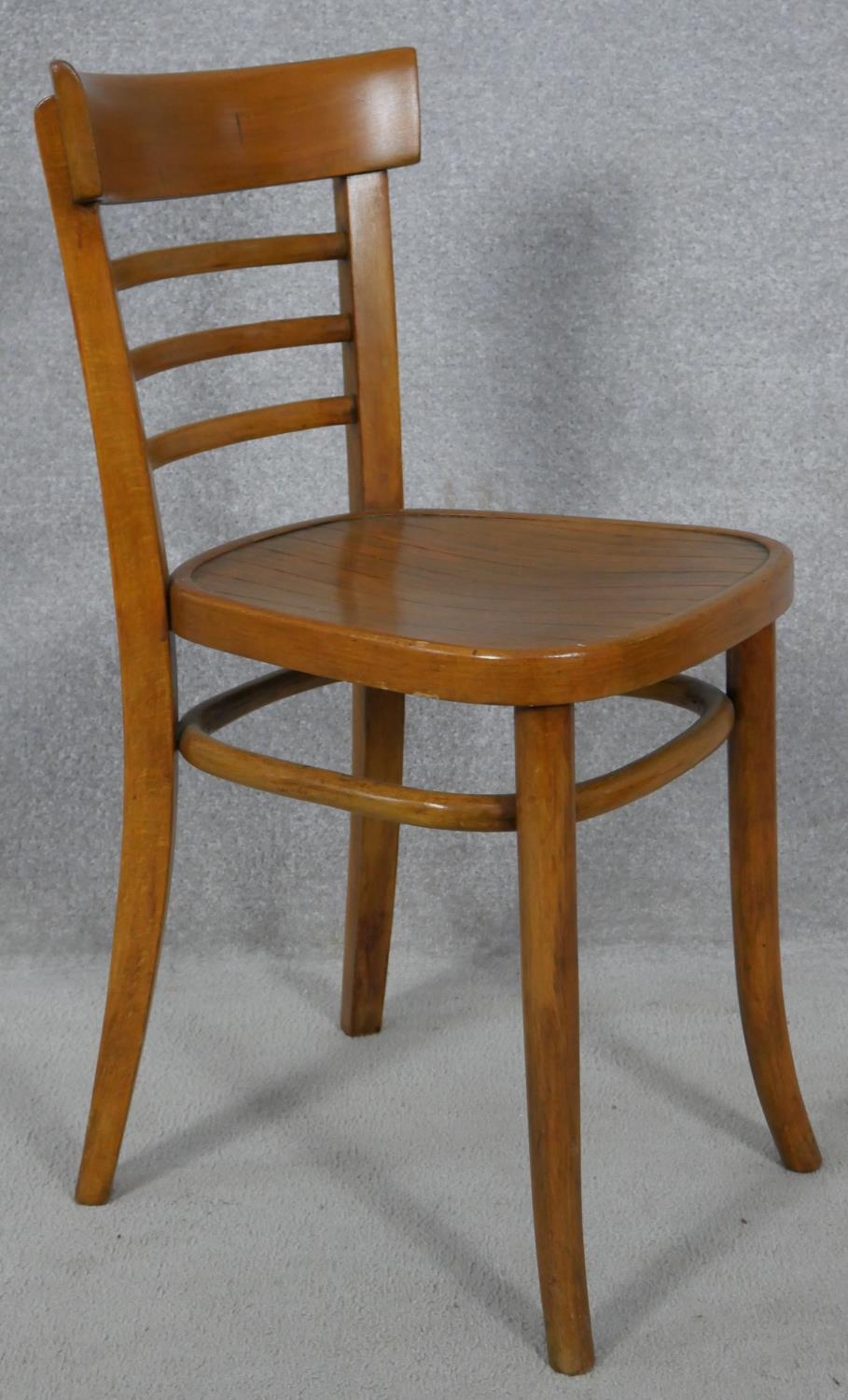 A set of four mid century beech bentwood cafe style chairs. H.78cm - Image 3 of 4