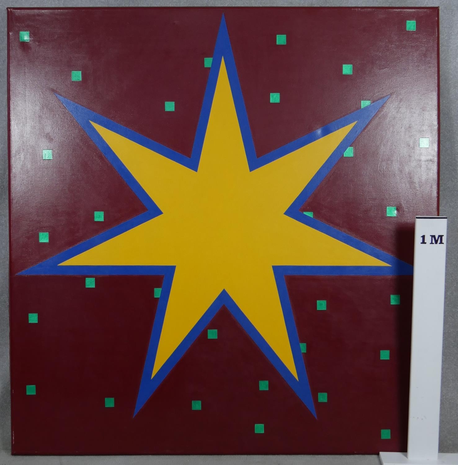 John Charles Clark (B.1941), a large oil on canvas, Random Pattern With Star, signed and inscribed - Image 2 of 5