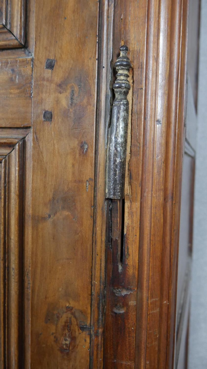 A 19th century carved chestnut French armoire. H.218 W.129 D.59cm (extensive woodworm damage and - Image 11 of 40