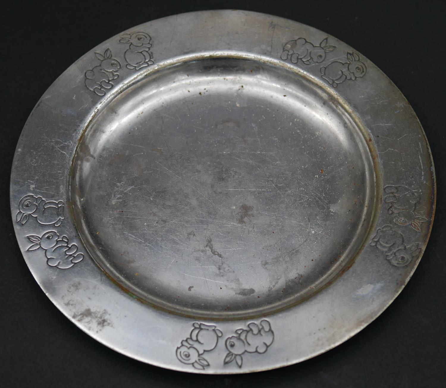 A silver plated child's dinner set, each piece stamped with rabbit motifs and registered mark to the - Image 4 of 8