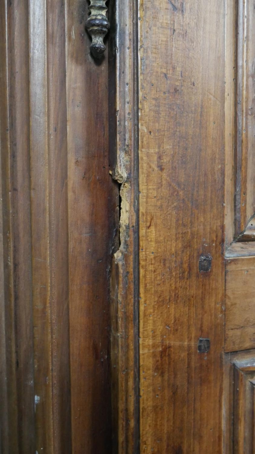 A 19th century carved chestnut French armoire. H.218 W.129 D.59cm (extensive woodworm damage and - Image 9 of 40
