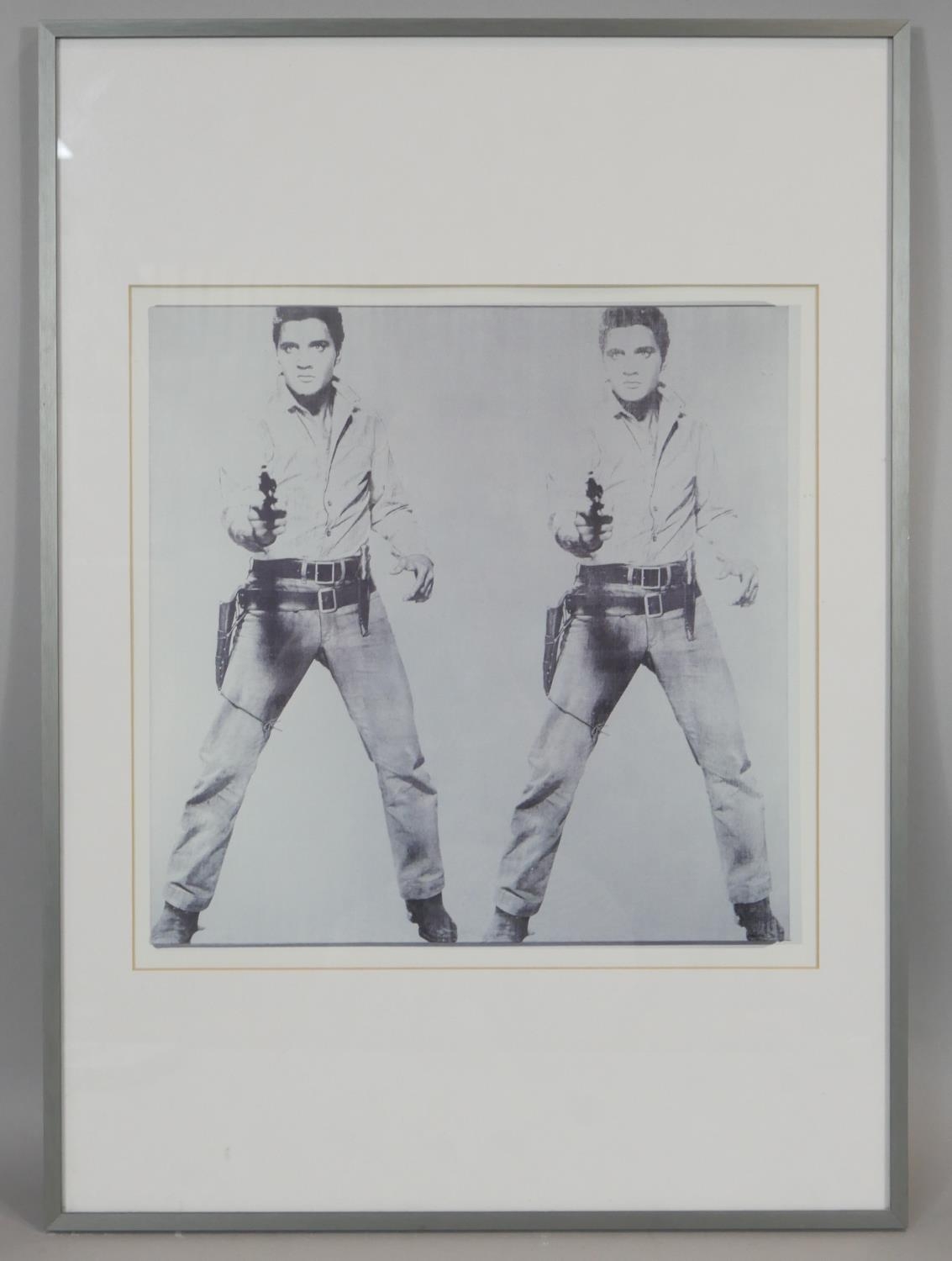 After Andy Warhol, a framed and glazed print titled Double Elvis. H.71 W.39.5cm - Image 2 of 5