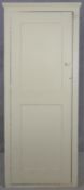 A vintage painted pine hall cupboard. H.153 W.64 D.32cm
