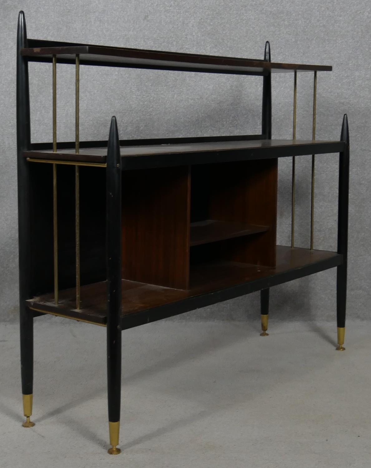 A mid century vintage ebonised and teak G-Plan Librenza buffet table. H.96 W.105.5 D.31cm - Image 2 of 4