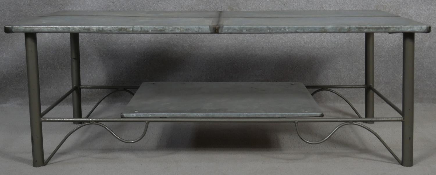 A metal framed low table with zinc lined top. H.43 L.120 W.60.5cm - Image 2 of 4