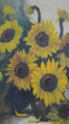 Henri Joseph Pauwels (1903-1983), oil on canvas, sunflowers, signed. H.94 W.96.5cm