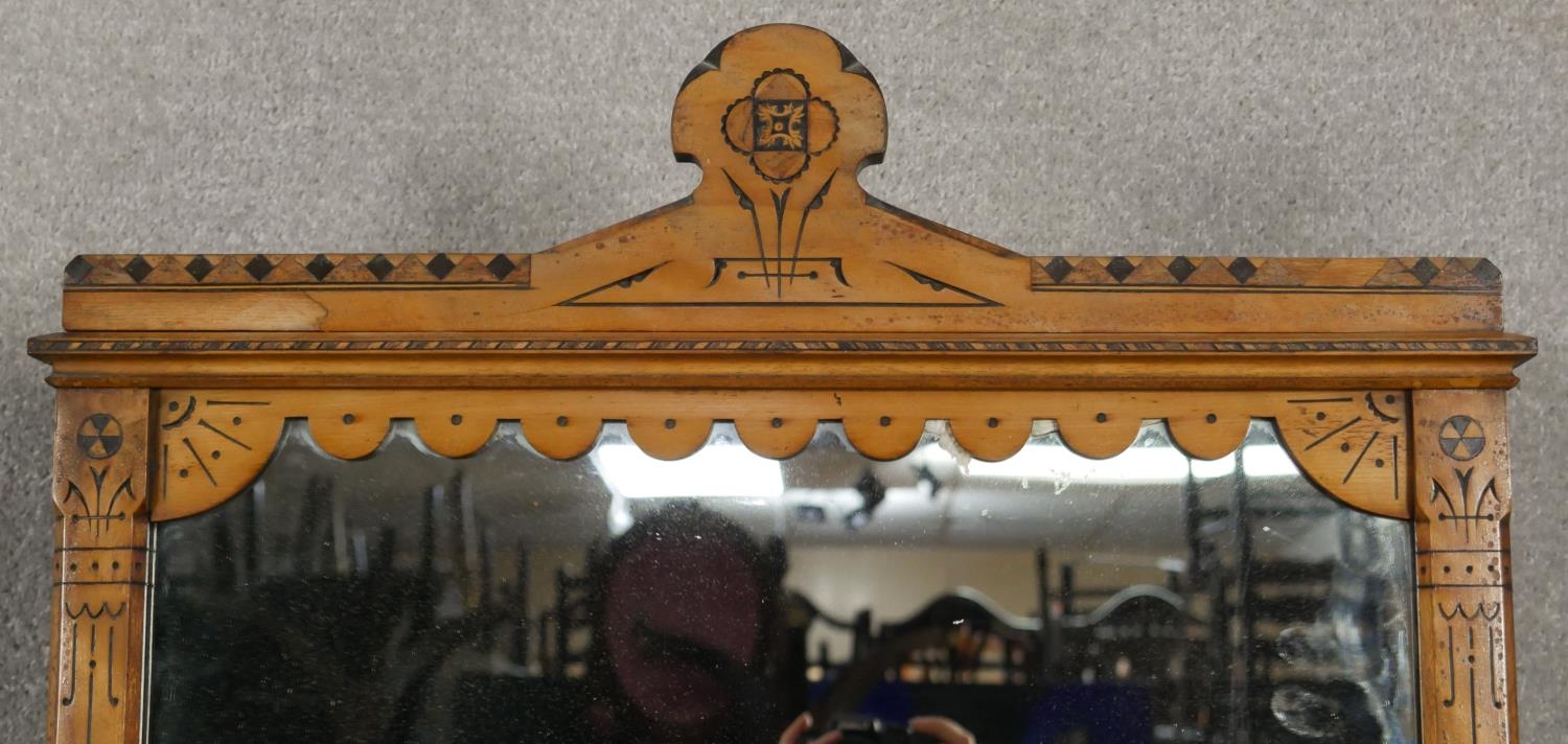 A late 19th century Aesthetic style walnut dressing table with incised carved decoration and ebony - Image 7 of 15