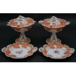 A pair of 19th century Chamberlains Worcester lidded bon bon dishes and the matching side plates