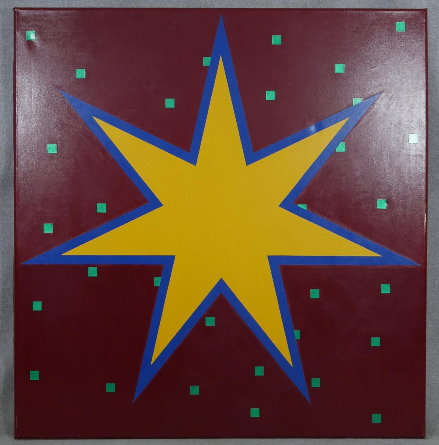 John Charles Clark (B.1941), a large oil on canvas, Random Pattern With Star, signed and inscribed