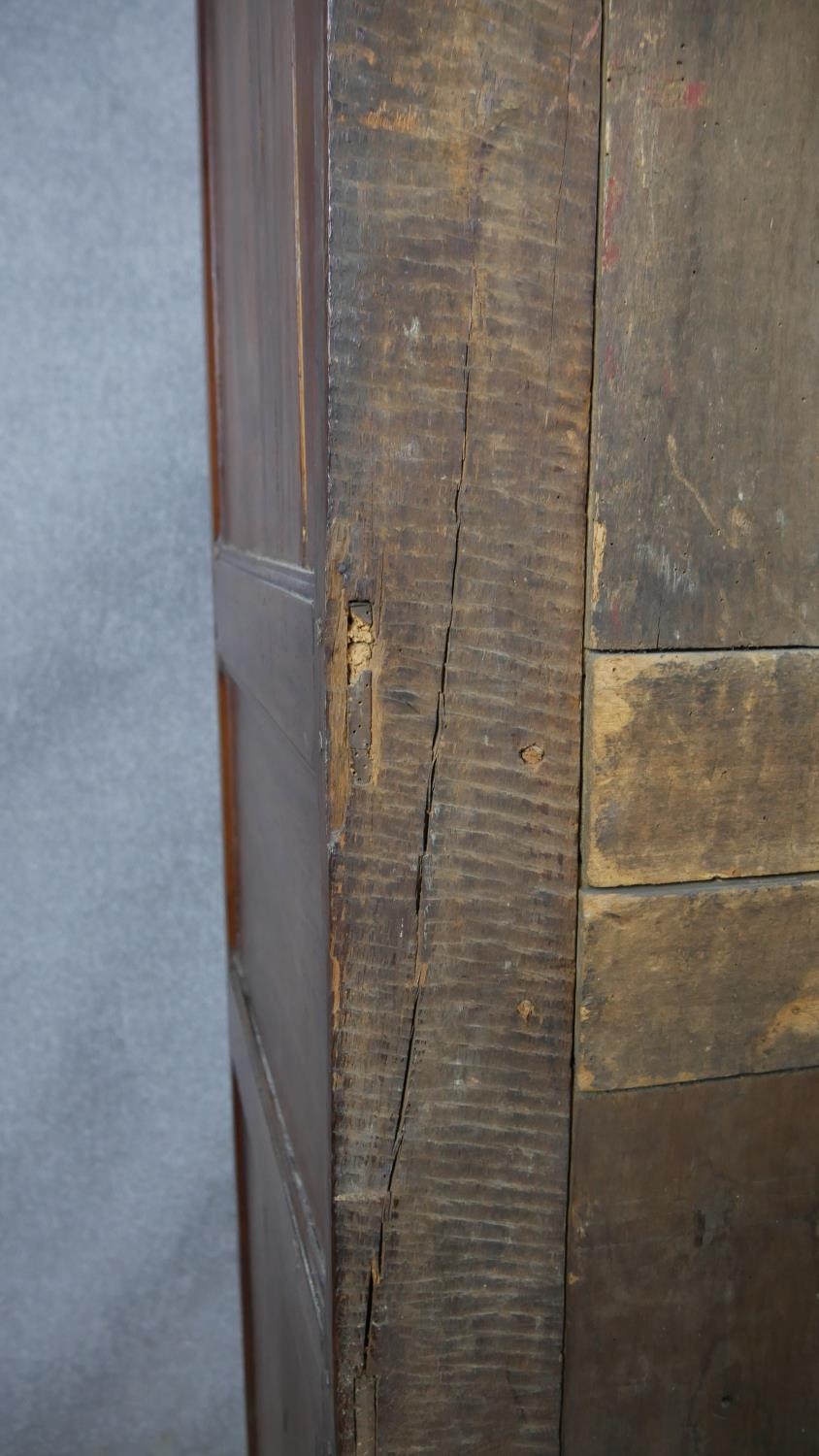 A 19th century carved chestnut French armoire. H.218 W.129 D.59cm (extensive woodworm damage and - Image 22 of 40