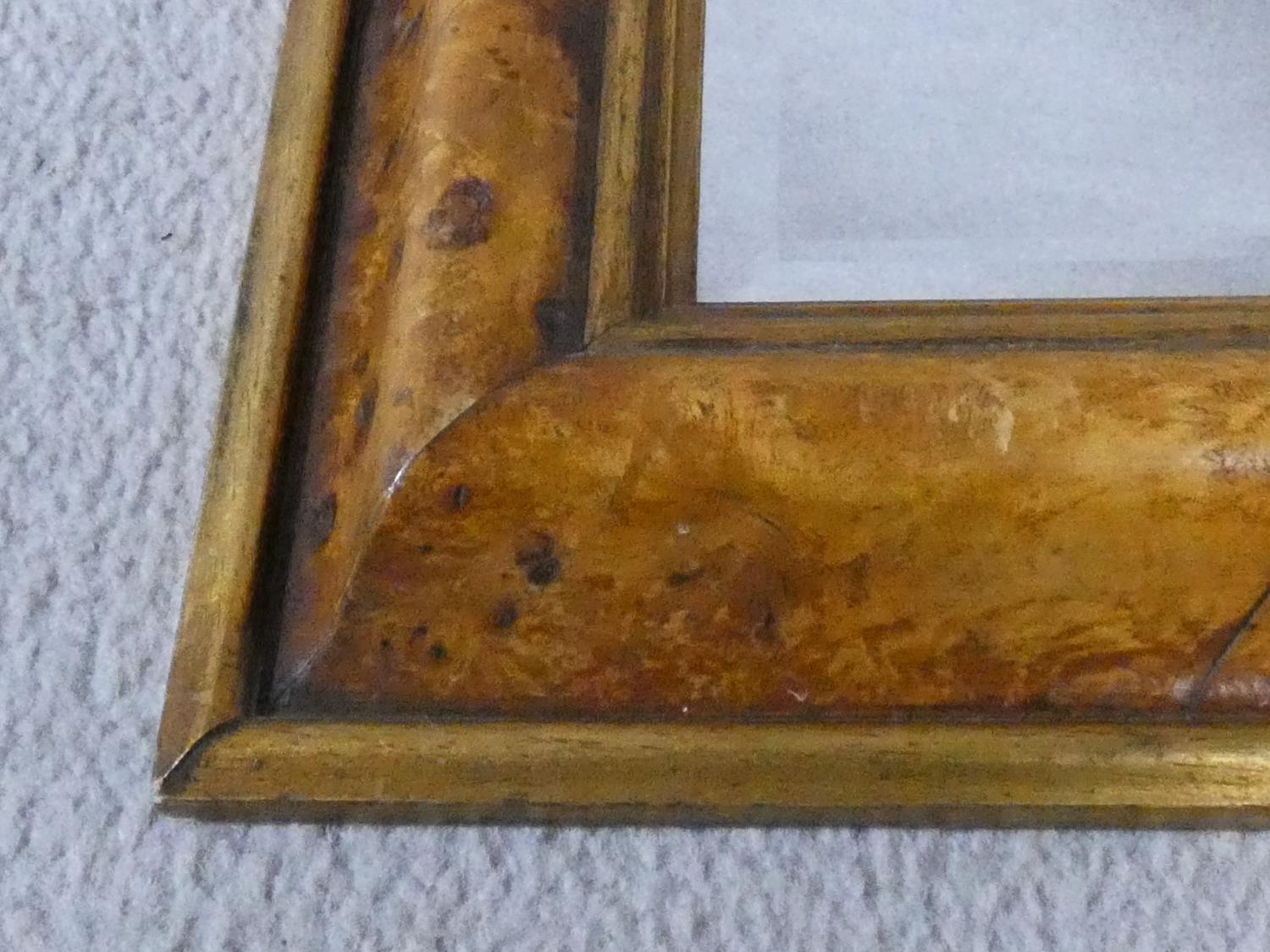 A bevelled wall mirror in burr elm moulded frame. H.58 W.48cm - Image 2 of 5