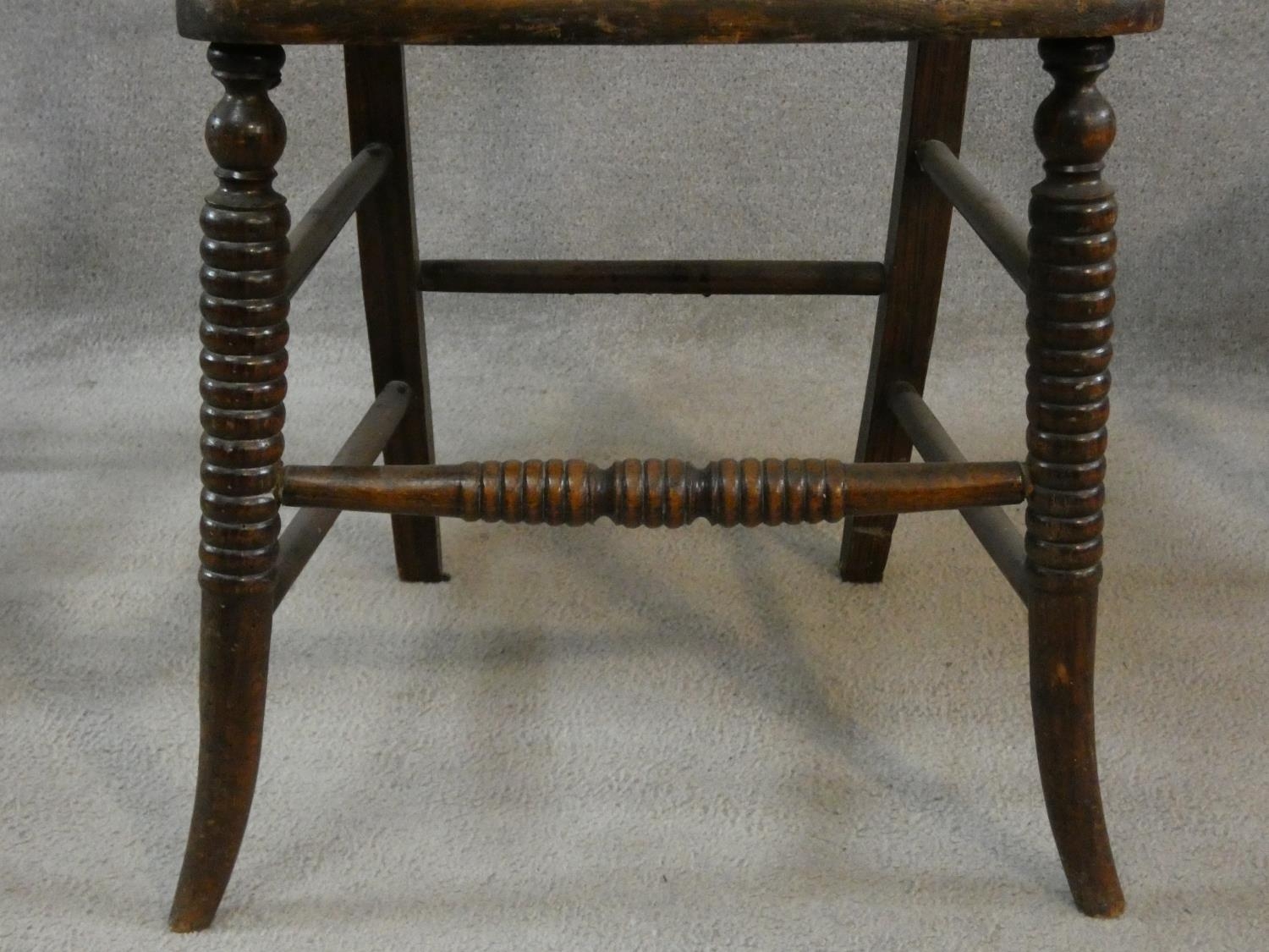 A pair of Regency faux rosewood bedroom chairs each with complementary carved back rails on ring - Image 5 of 10