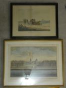 Two framed and glazed antique hand coloured engravings, one of the Greenwich Hospital, Cole sculp