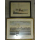 Two framed and glazed antique hand coloured engravings, one of the Greenwich Hospital, Cole sculp