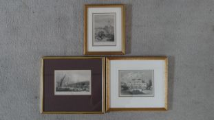 Three 19th century framed and glazed engravings; Landsdowne House, Venice and Old London Bridge from