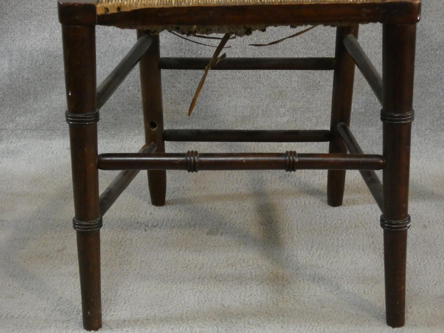 A pair of late 19th century Morris style rush seated side chairs - Image 5 of 8