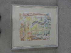 Elizabeth Cramp, a framed and glazed watercolour on paper, Spanish Window, Royal Academy label to