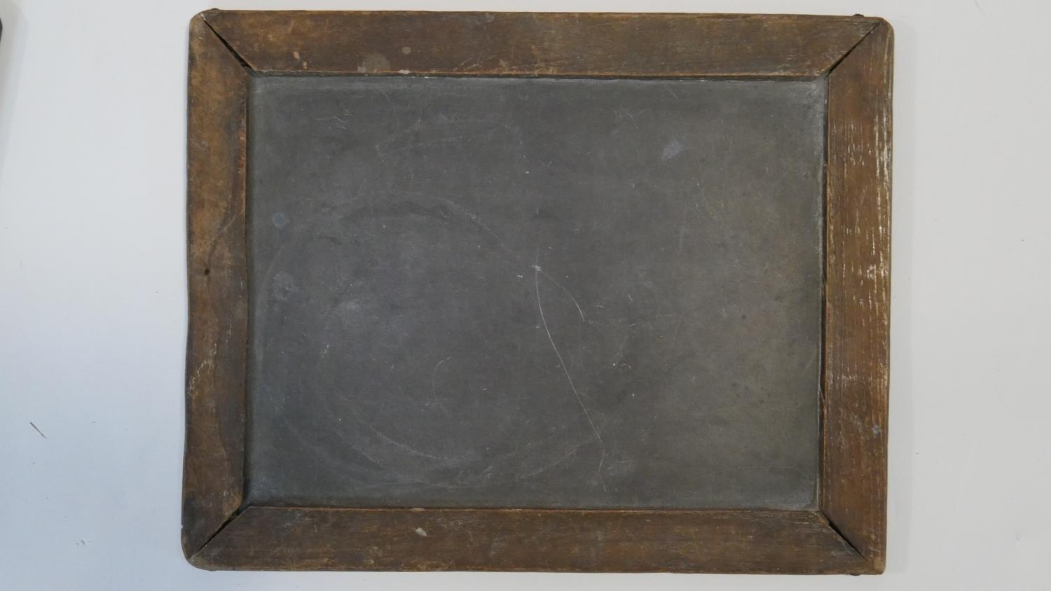 A collection of eight vintage wooden framed chalkboards, some slate. H.28 W.20cm (Largest) - Image 4 of 8