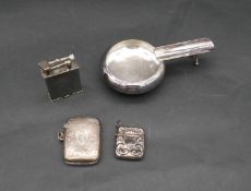 A collection of silver tobacciana items. Including a Links of London cigar holder and ashtray, two